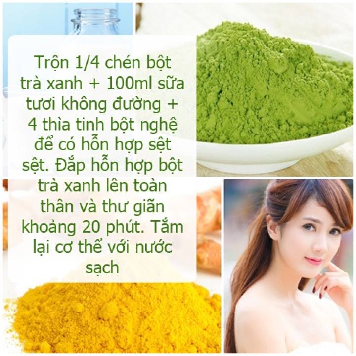 100G TINH BỘT NGHỆ +TRÀ XANH ĐẮP MẶT -T.R.I MỤN, THÂM ,LÀM SÁNG DA