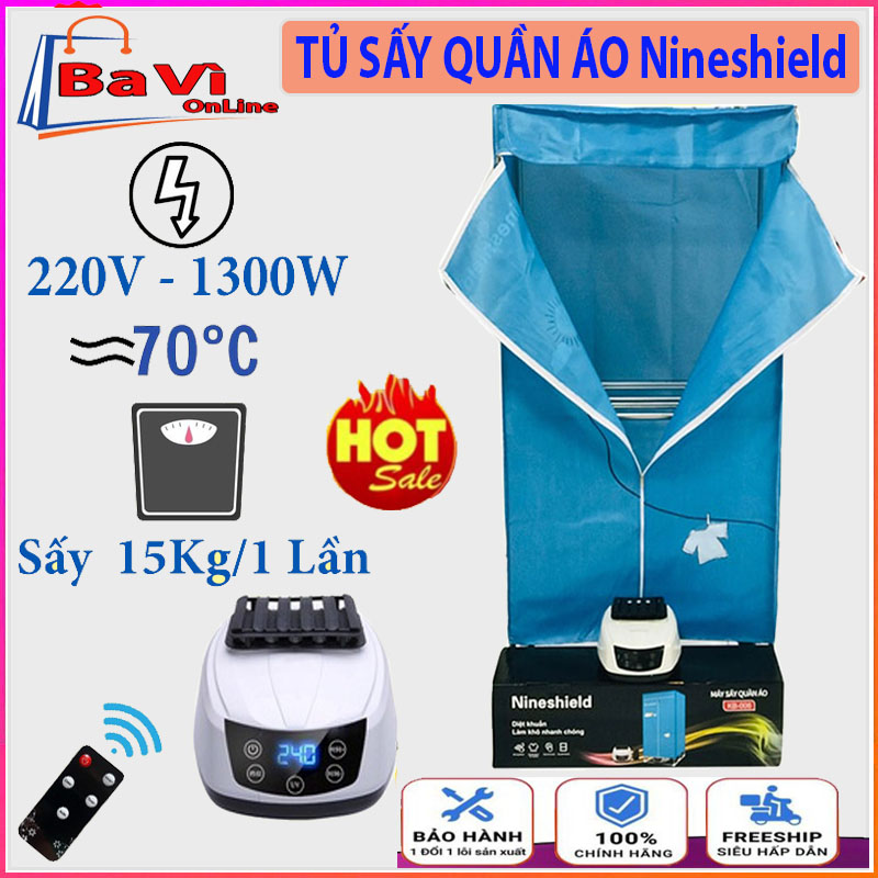 Tủ sấy quần áo Nineshield khung inox cao cấp, có điều khiển từ xa, máy sấy quần áo 2 tầng diệt khuẩn, khử mùi, tủ sấy quần áo thông minh, máy sấy khô quần áo, tủ sấy khô quần áo 360 độ, chống mốc, an toàn
