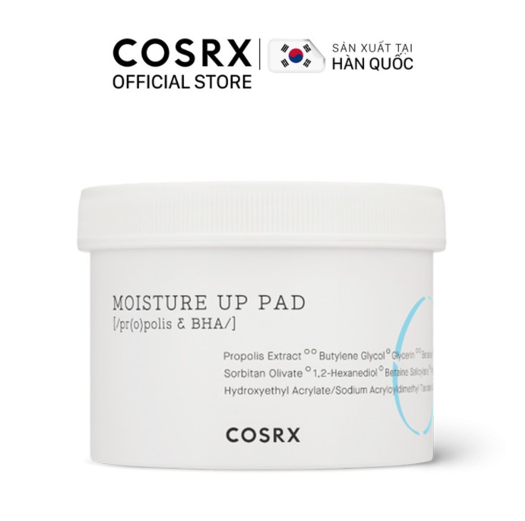 Bông tẩy tế bào chết hoá học và dưỡng ẩm da cosrx one step moisture up pad 70 miếng