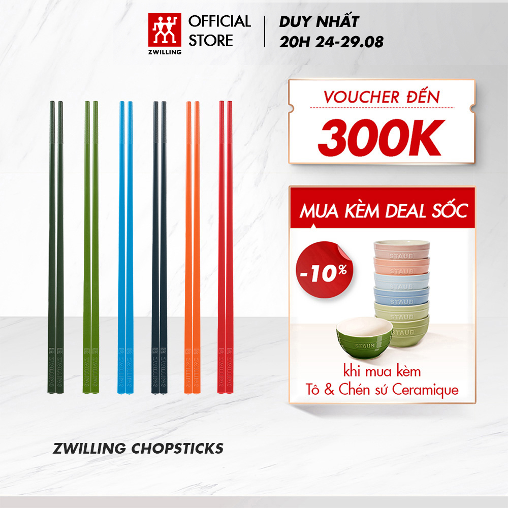 Bộ 6 đôi đũa nhựa ABS kháng khuẩn ZWILLING Chopsticks - 6 màu riêng biệt, chống nấm mốc