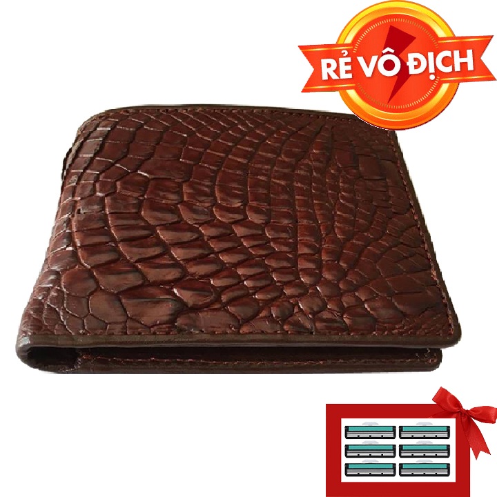 [HCM]Bóp da cá sấu Ruby Luxury - da chân tặng kèm 6 luwoxi dao cạo râu kép trị giá 60.000 đ