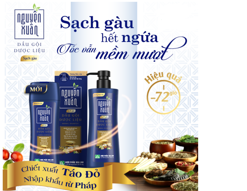Dầu gội Nguyên Xuân sạch gàu 350ml - Giúp dưỡng da đầu và dưỡng tóc từ gốc, phục hồi tóc hư tổn, giảm tóc gãy rụng, thúc đẩy quá trình mọc tóc, giảm tình trạng tóc khô và xơ, da đầu ngứa và nhiều gàu - VTP Made in Việt Nam