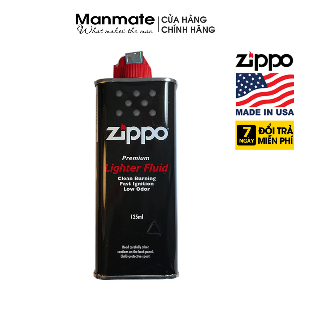 Nhiên liệu Xăng Zippo Mỹ chính hãng (made in USA), có mã vạch, logo nổi, tem phản quang-  125ml - ManMate Zippo