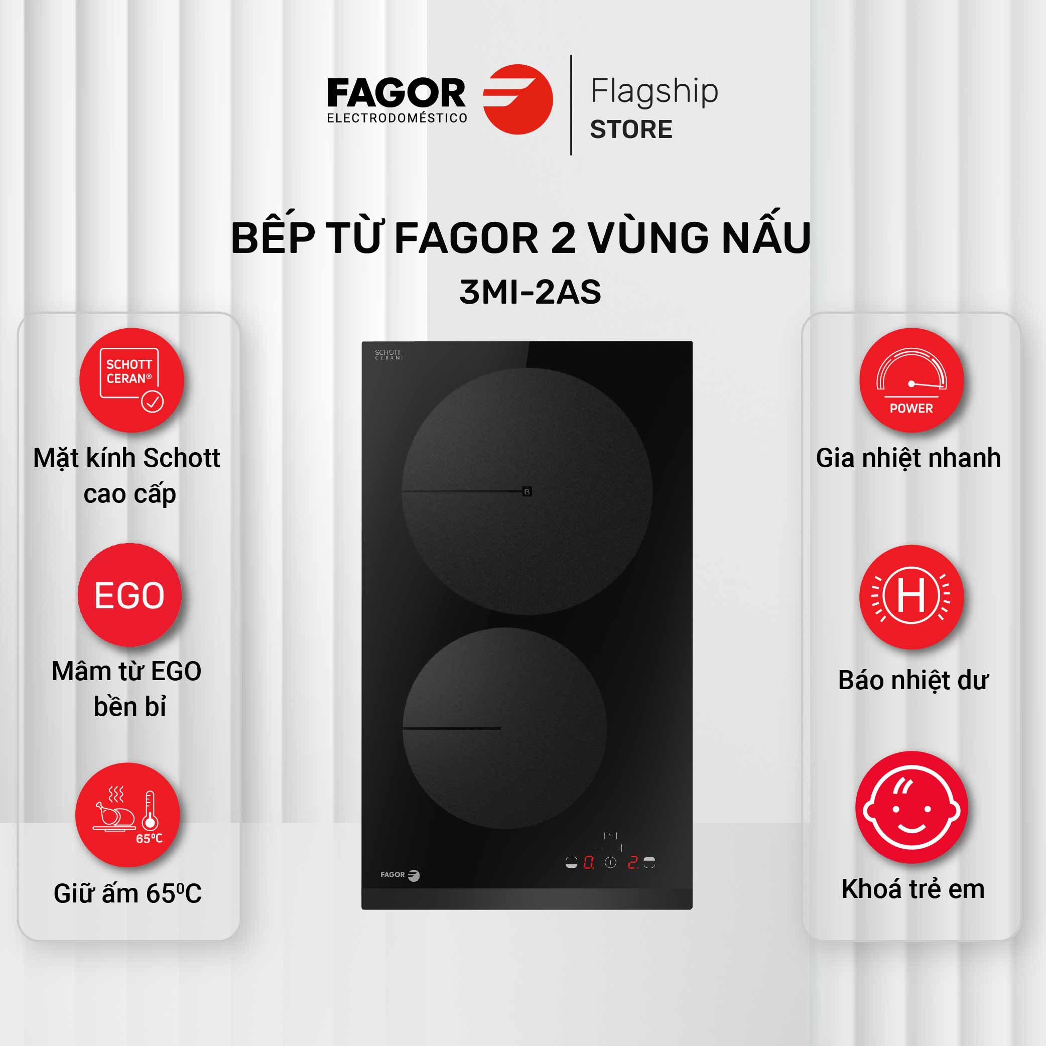 Bếp từ FAGOR 2 vùng nấu 3MI-2AS (300.0006)