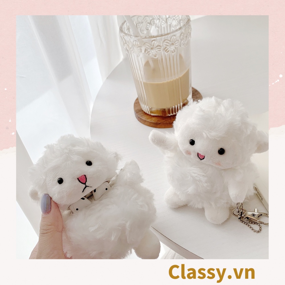 Classy Móc khóa thú nhồi bông hình con cừu đáng yêu màu trắng PK1276