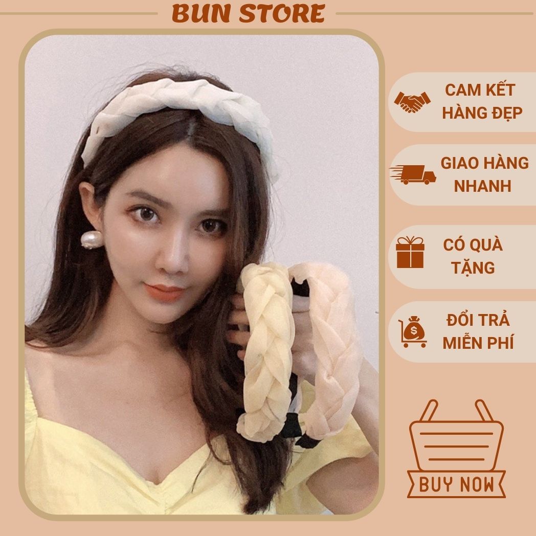 Bờm cài tóc tết voan- Băng đô cài tóc dạng dây bện thiết kế đơn giản phong cách Hàn Quốc cho Nữ