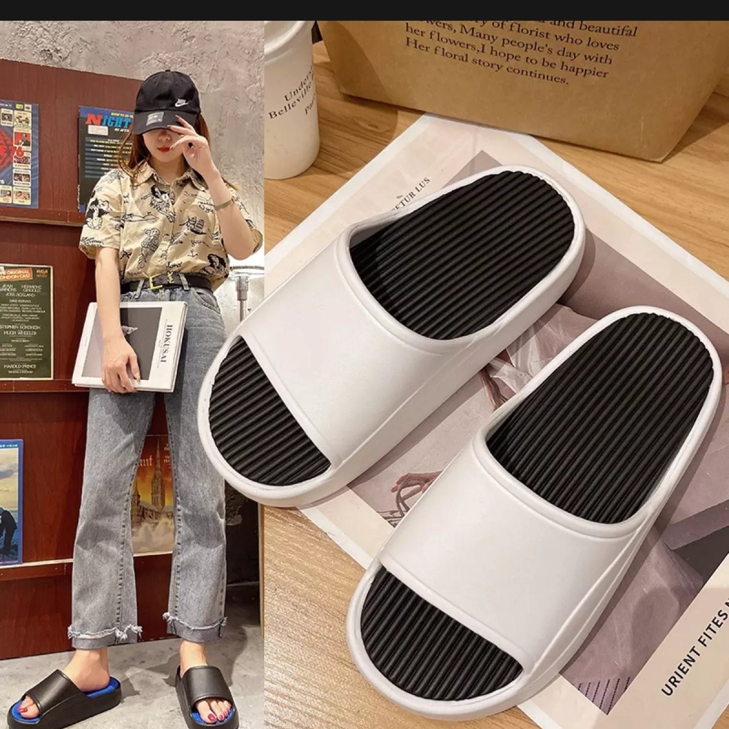 Dép lê đi trong nhà, dép quai ngang nam nữ unisex siêu nhẹ 200gram đi cực êm chân chống trơn trượt tốt phong cách ulzzang hàn quốc hottrend 2021