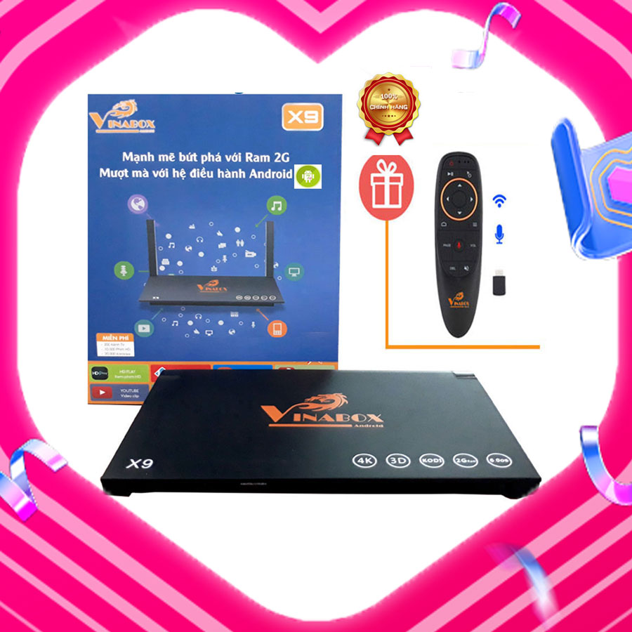 Vinabox x9 + remote điều khiển giọng nói