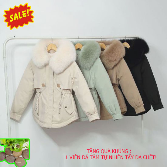 Áo khoác phao lót lông dây rút eo hàng QC ( loại 1 bán shop )