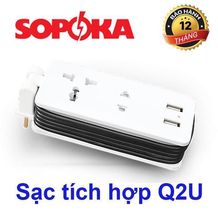 Ổ Cắm Điện Đa Năng Siêu Chịu Tải 2200W tích hợp 2 cổng USB 5V SOPOKA Q2U