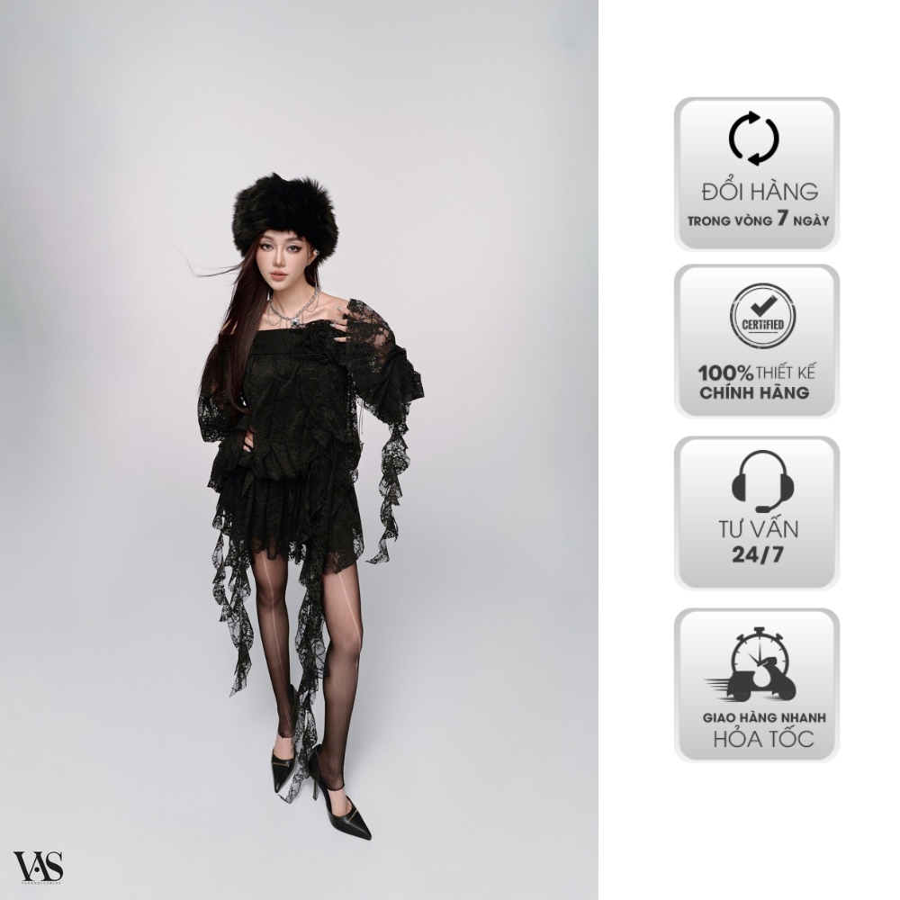 Đầm nữ vananhscarlet ren tua rua v011f23