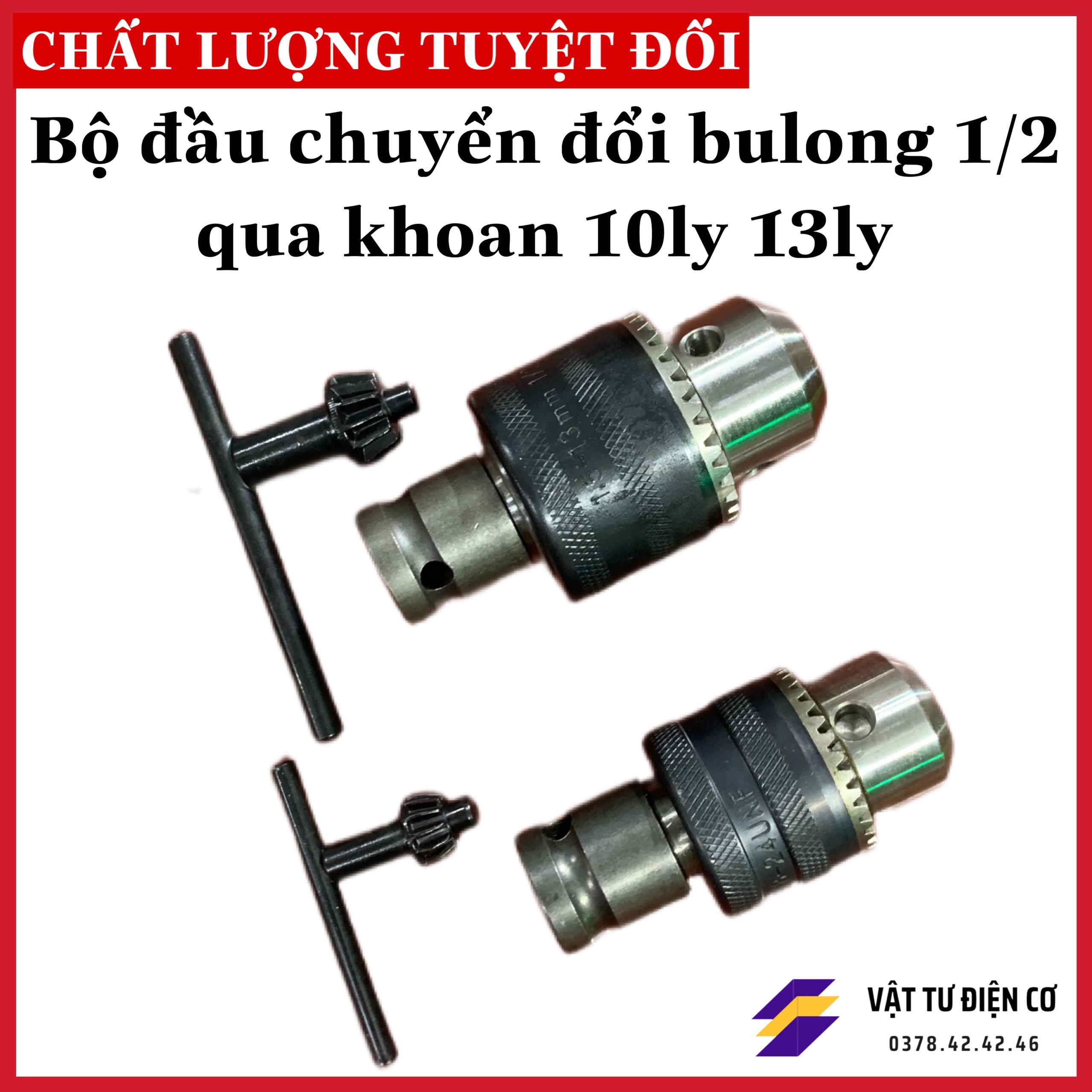Bộ đầu chuyển đổi bulong 1/2 qua khoan 10 ly 13 ly