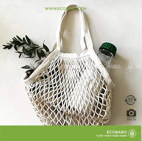 Túi shopping bằng lưới cotton quai ngắn