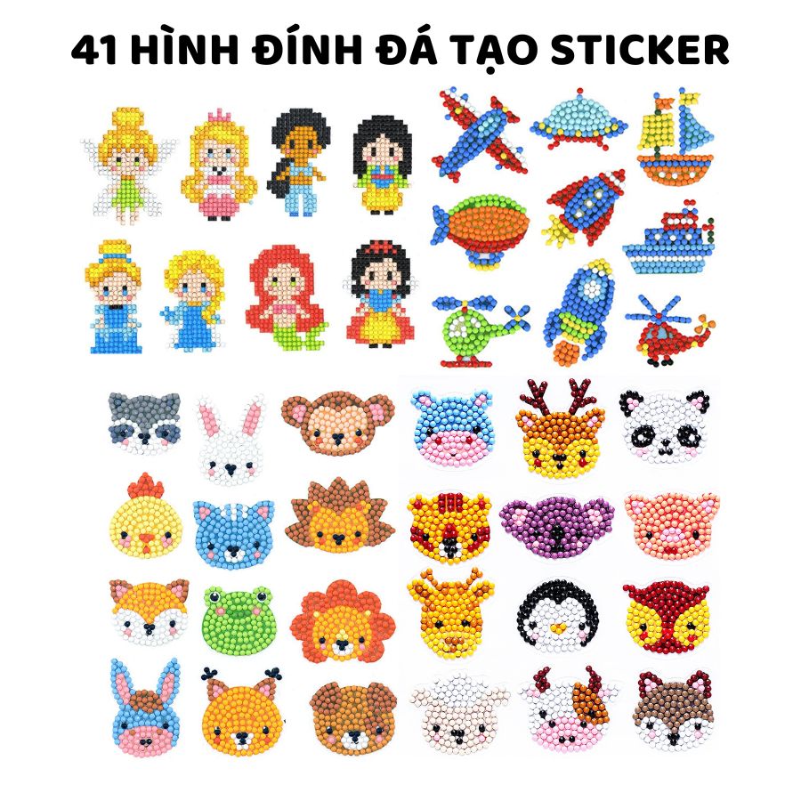 Tranh đính đá sticker cho bé tạo sticker đính đá mini nhiều chủ đề mẫu mới