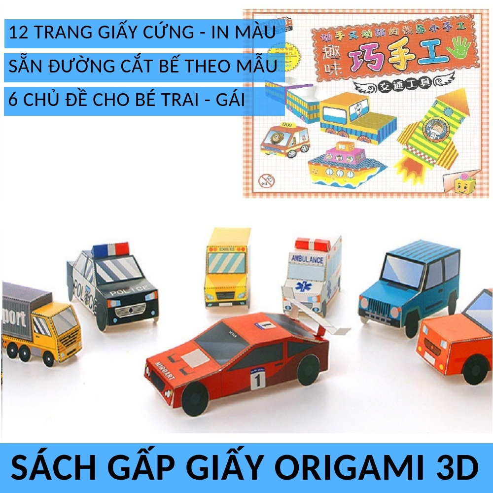 Đồ chơi gấp giấy Origami 3D Nhật Bản cho bé Trai và bé Gái có màu dạng Vở