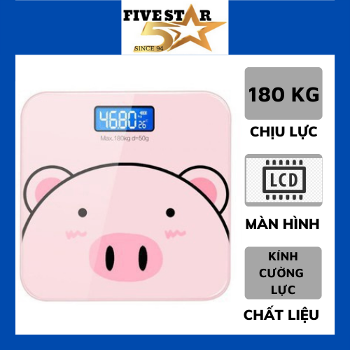 [TẶNG KÈM PIN] - CÂN ĐIỆN TỬ HÌNH HEO VỚI THIẾT KẾ MẶT KÍNH CƯỜNG LỰC CAO CẤP - CÂN SỨC KHỎE HÌNH THÚ CHỊU LỰC LÊN ĐẾN 180KG