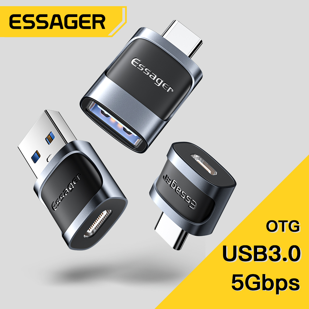 (Đầu chuyển đổi )Essager OTG Type C To USB Micro USB To Type C Adapter OTG USB To Type C Converter F