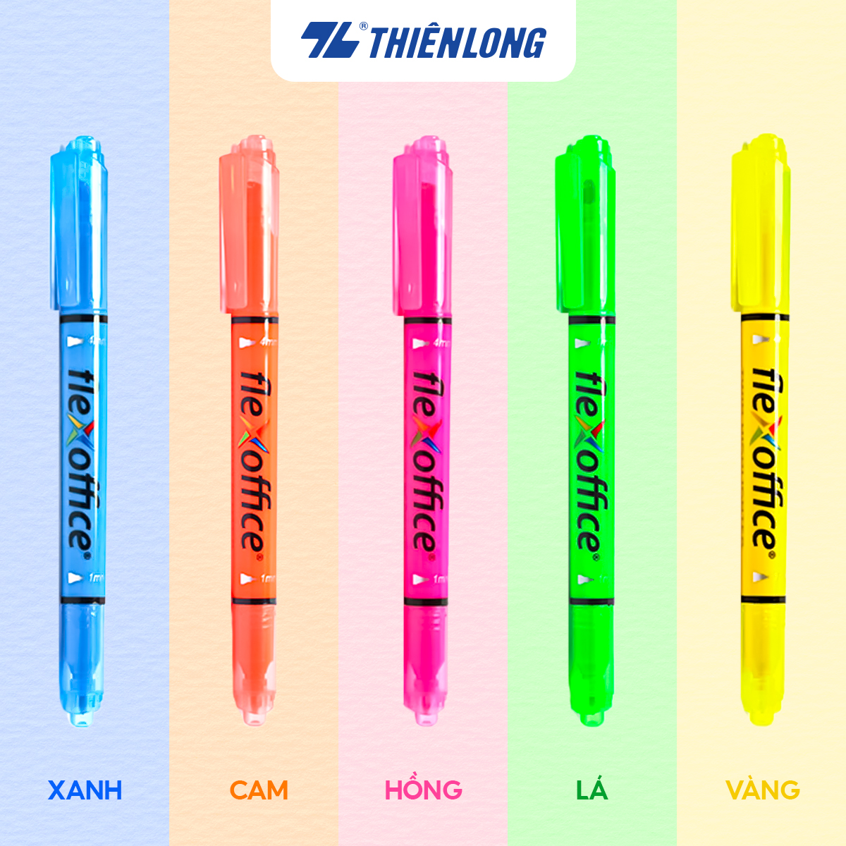  Combo 10 cây Bút dạ quang FO-HL01 VN bút highlight 2 đầu bút màu tươi sáng dùng đánh dấu take note 