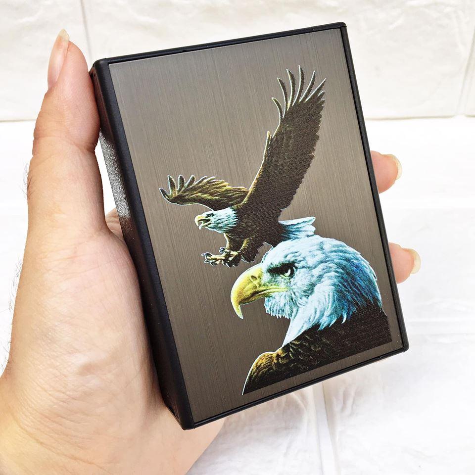 Bật Lửa Điện Kiêm Hộp Đựng Thuốc In Hình Đại Bàng Chất Ngầu (cồng sạc usb )