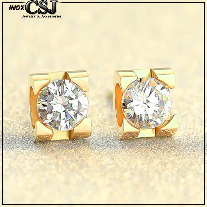 Bông Tai Nữ Titan Cao Cấp Hột Xoàn Bảng Vuông Siêu đẹp, Bền Màu - Nhiều Màu - Chuẩn Thời Trang - Tặng Hộp đựng Xinh Xắn