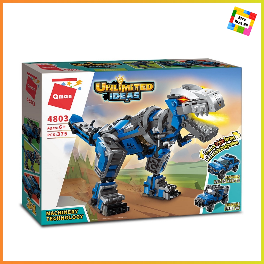 Bộ đồ chơi lego lắp ráp mô hình qman 4803 khủng long biến hình 375 chi tiết cho trẻ từ 6 tuổi