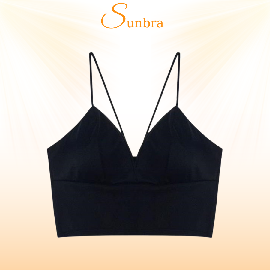 Áo bra satin bản to phi bóng 2 dây cài sau sunbra 264