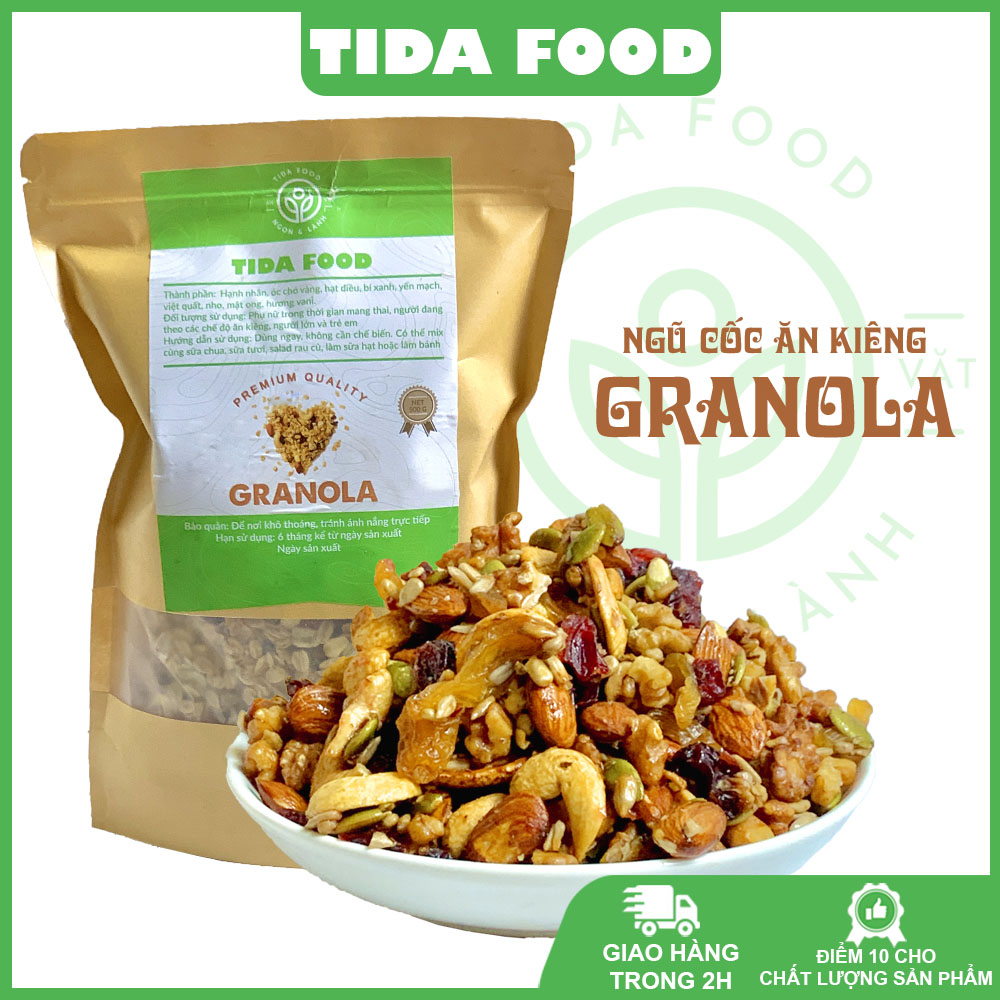 Ngũ cốc granola ăn kiêng siêu hạt, ngũ cốc giảm cân granola, Granola ăn kiêng không yến mạch - Tida Food