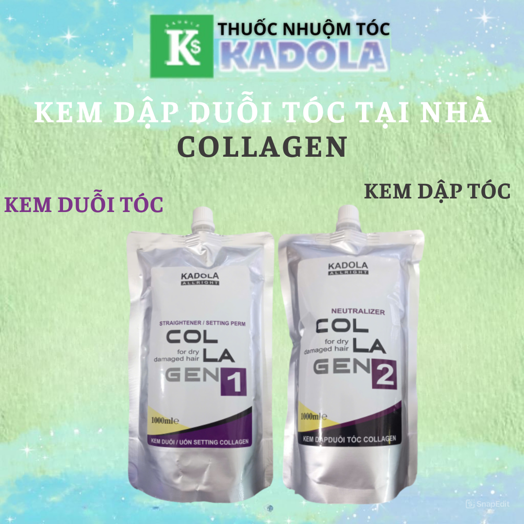 Kem Duỗi Tóc - Kem dập tóc tại nhà COLLAGEN KADOLA 1000ml | Thuốc nhuộm tóc Kadola