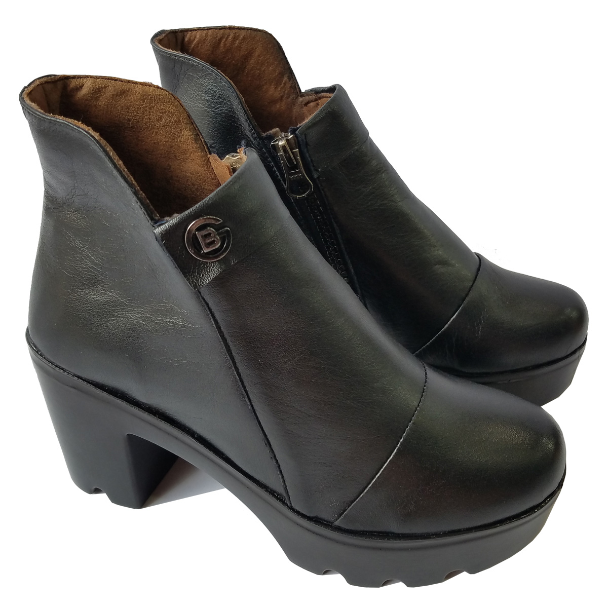 Giày boot nữ cổ thấp bigben da bò cao 7 phân btn3