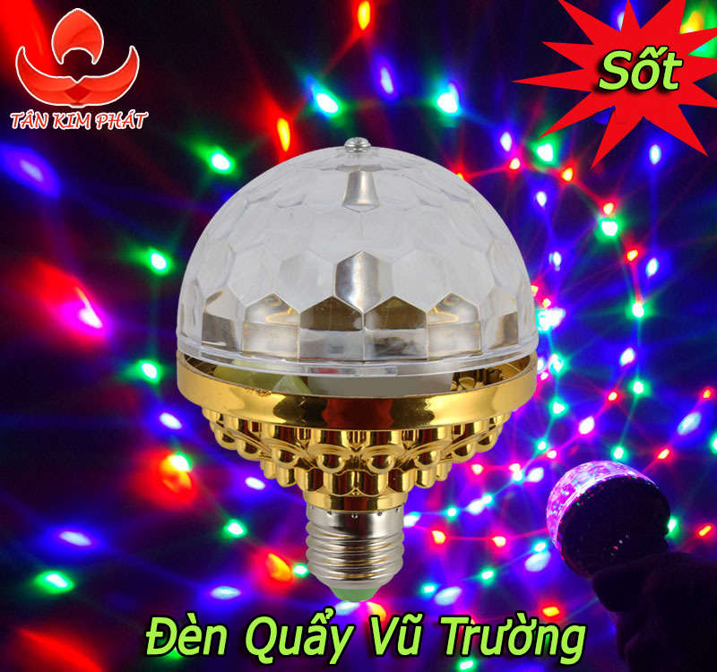 [Tặng kèm Chui Cắm] Bóng đèn led xoay 360 pha lê 7 màu vũ trường( loại tốt). Đèn LED chớp 7 màu chính hãng giá tốt.