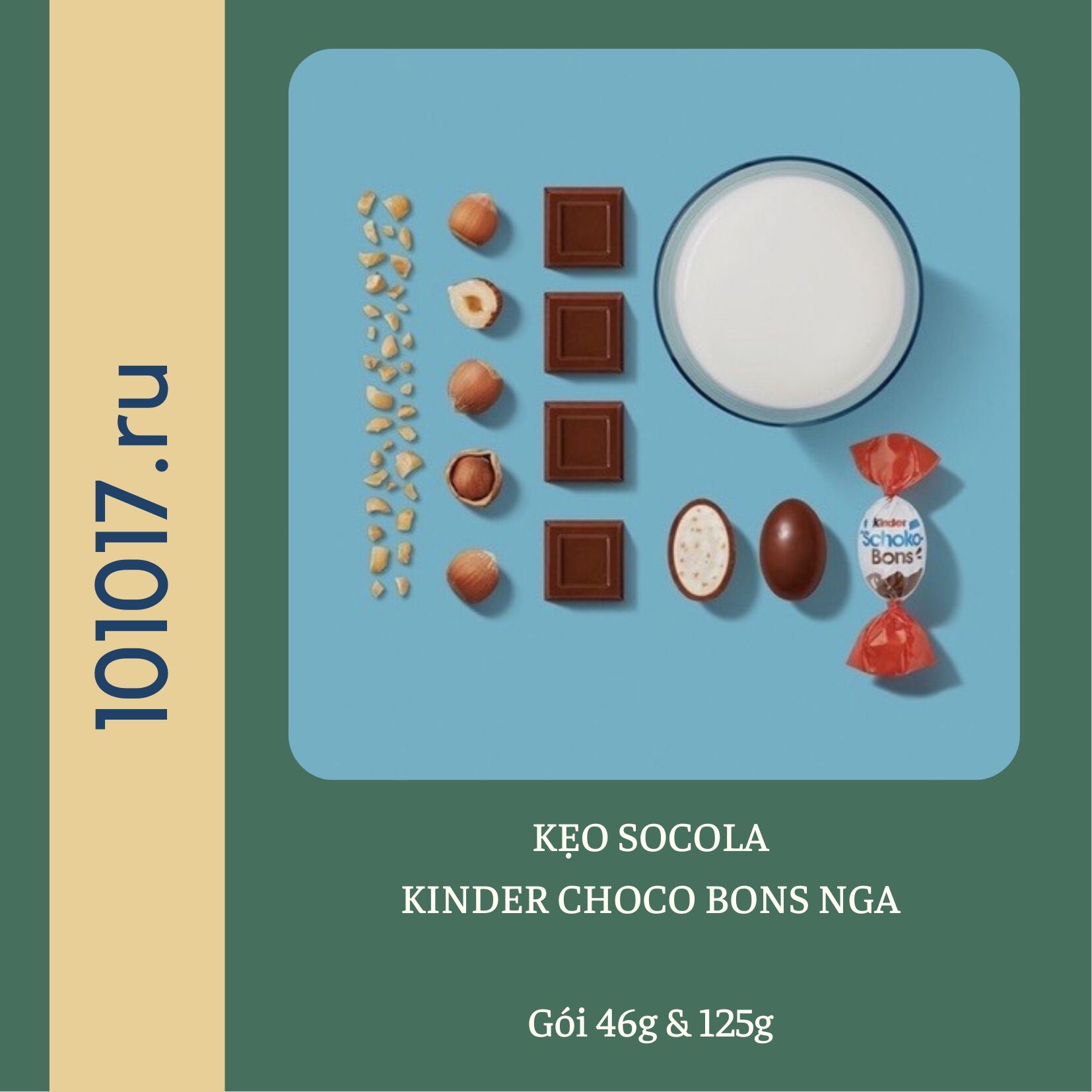 Kẹo socola Kinder Choco Bons nhân sữa và hạt phỉ hàng Nga