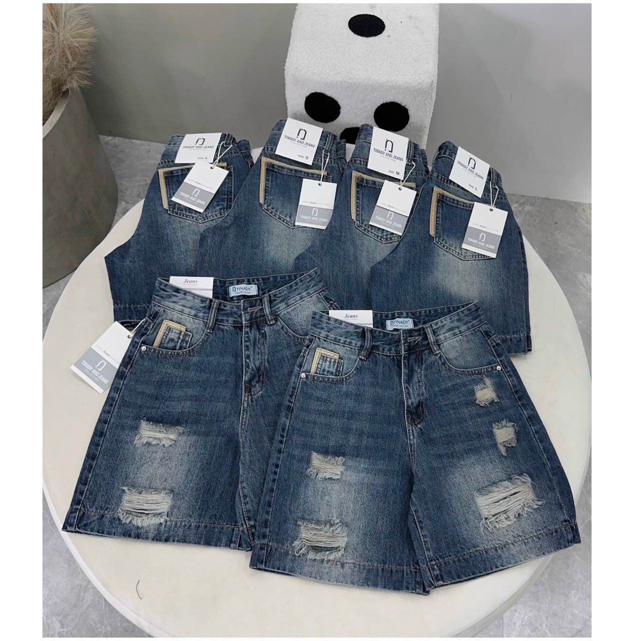 Quần ngố nữ jean vải vnxk mềm mịn phối túi