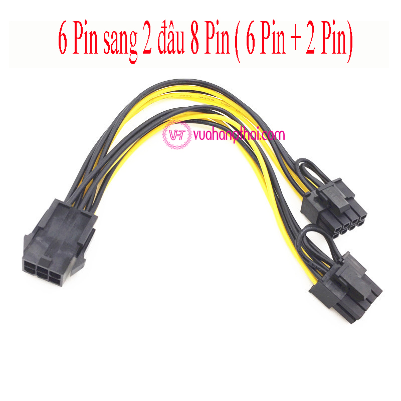 Dây nguồn VGA PCIe 6 Pin Modular ra 2 đầu 8 Pin (6 Pin+2 Pin) VGA cấp nguồn cho card đồ họa, Server, PC