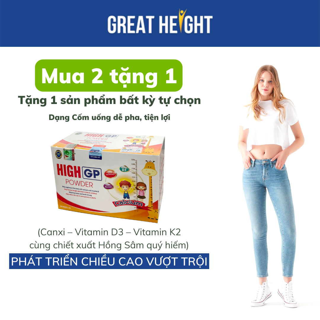 2 Cốm hỗ trợ tăng chiều cao Height GP Powder - Bổ xung canxi, giúp xương chắc khoẻ