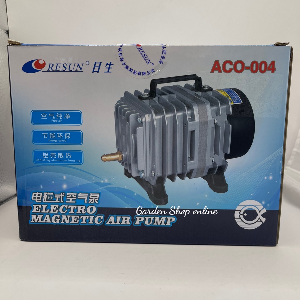 Máy bơm oxy - máy sủi công nghiệp cho cá cảnh hiệu Resun ACO-004 tặng 8m dây oxy + 8 cục sủi