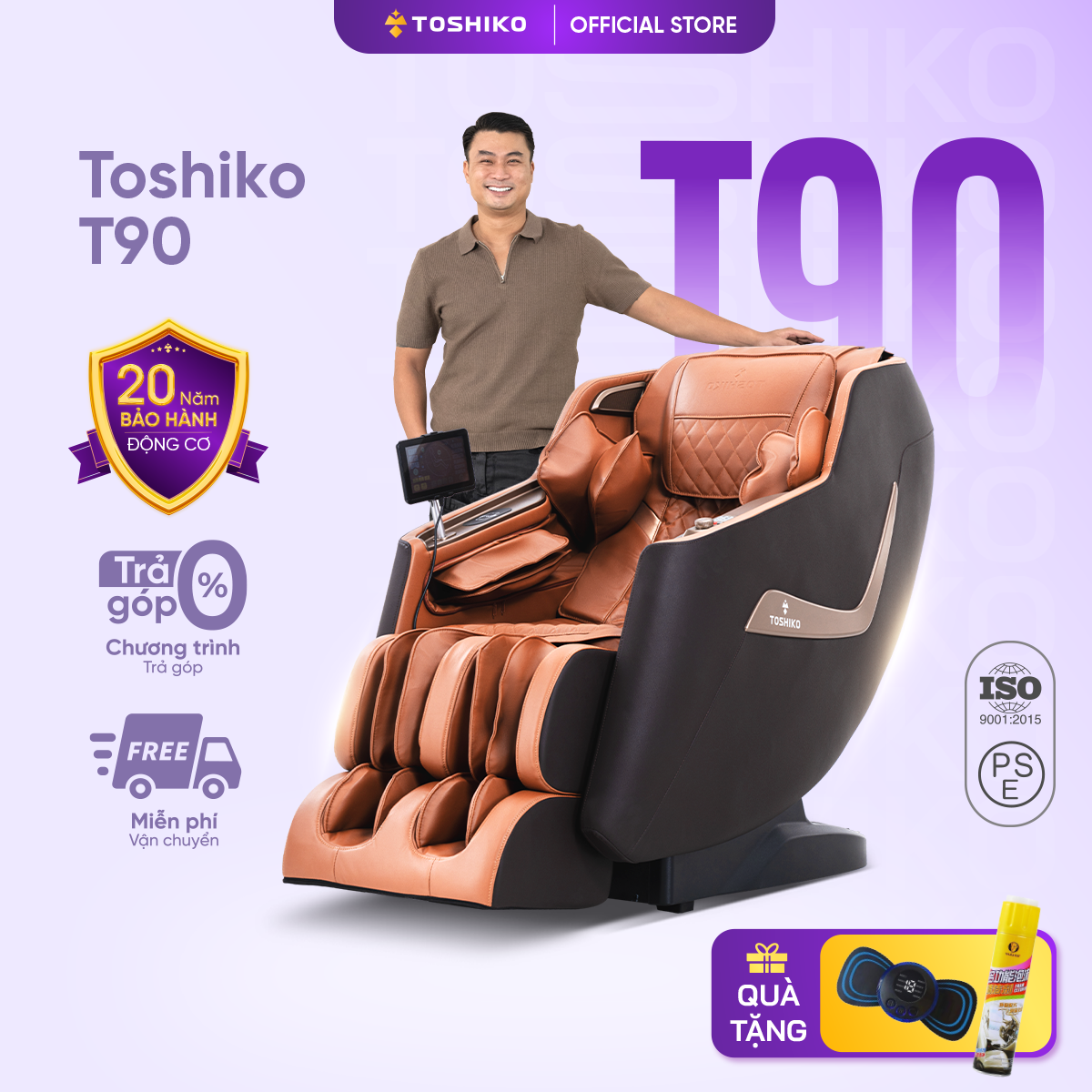 Ghế massage toàn thân Toshiko T90, 12 thủ thuật massage chuyên sâu, khả năng nhận dạng giọng nói con người để điều chỉnh bài massage phù hợp