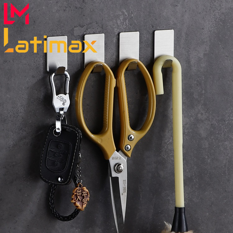 Bộ 8 móc dán tường treo đồ Latimax MD05 inox 304 - Móc dính tường bằng miếng dán 3m siêu chắc