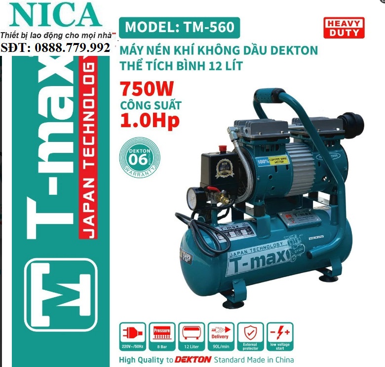 Máy nén khí tmax tm-560 - máy nén khí không dầu 12l
