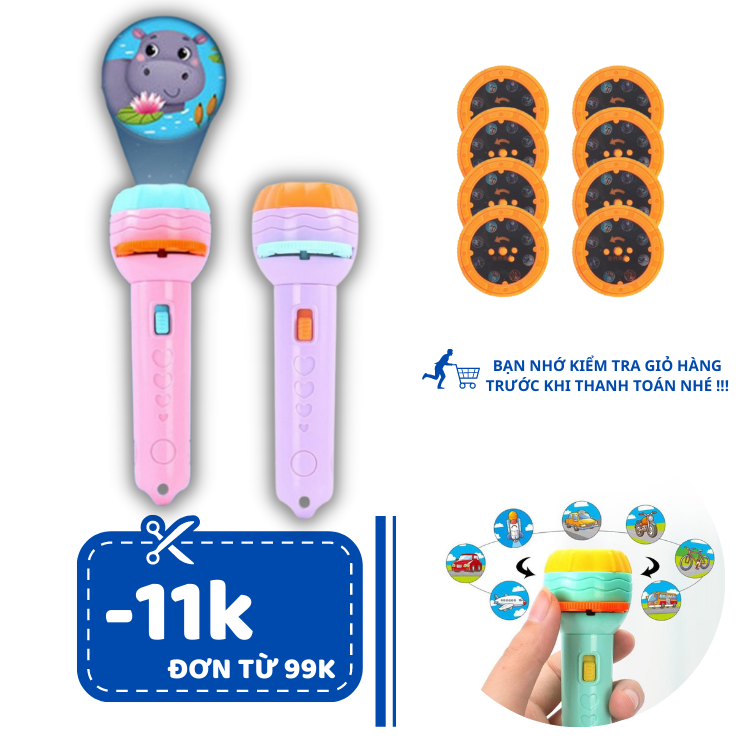 Đèn pin chiếu hình 80 hình động vạt ngộ nghĩnh 3D dành cho bé nhựa ABS