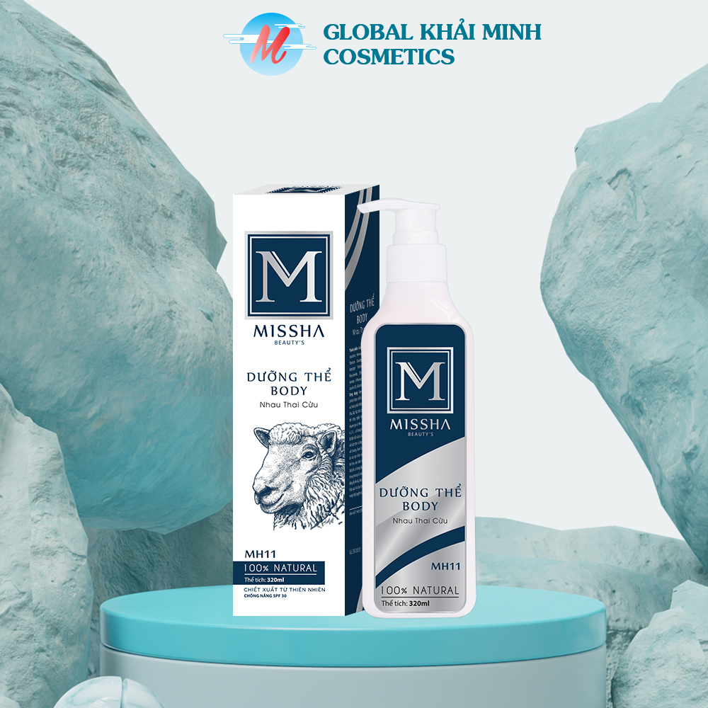 Kem body trắng da toàn thân giúp giữ ẩm ngừa thâm trắng da bật tông chiết xuất nhau thai cừu vitamin Missha 320ml - Global Khải Minh Cosmetics