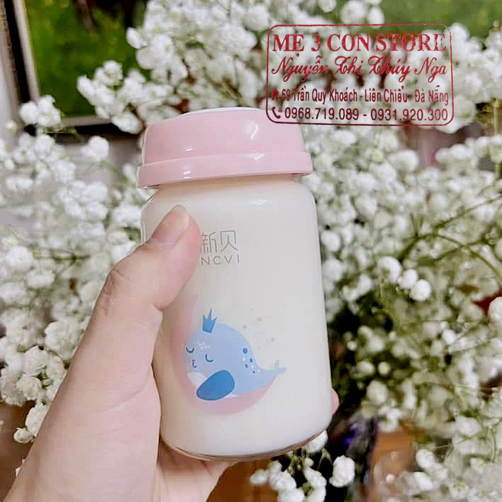 Nevi/ncvi bộ 2 bình trữ sữa thủy tinh cổ rộng nevi/ ncvi 180ml