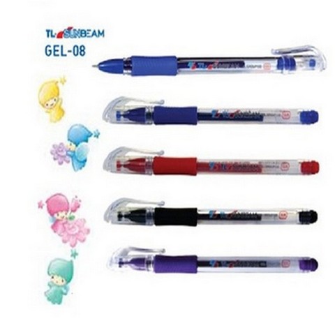 Bút gel-08 hộp 20, tím, xanh, đen, đỏ
