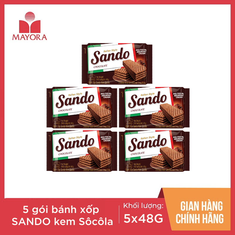 COMBO 5 GÓI BÁNH XỐP SANDO CHOCOLATE 48G