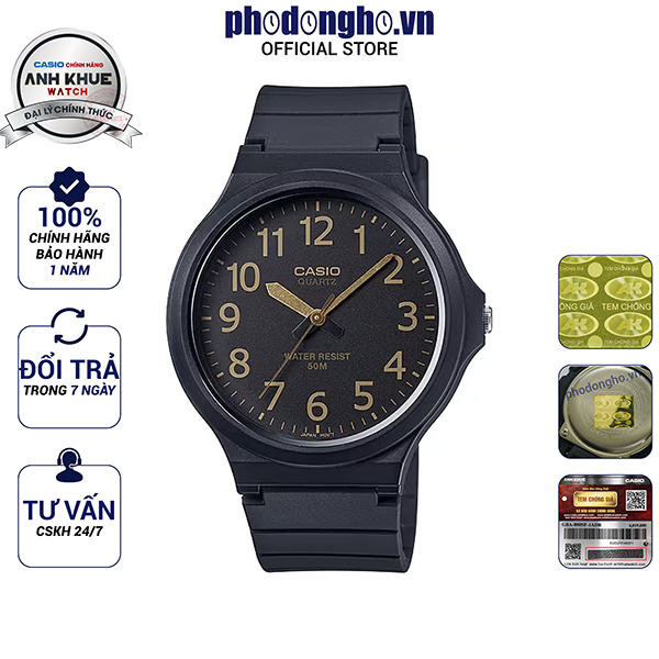 Đồng hồ nam dây nhựa casio anh khuê mw-240-1b2vdf