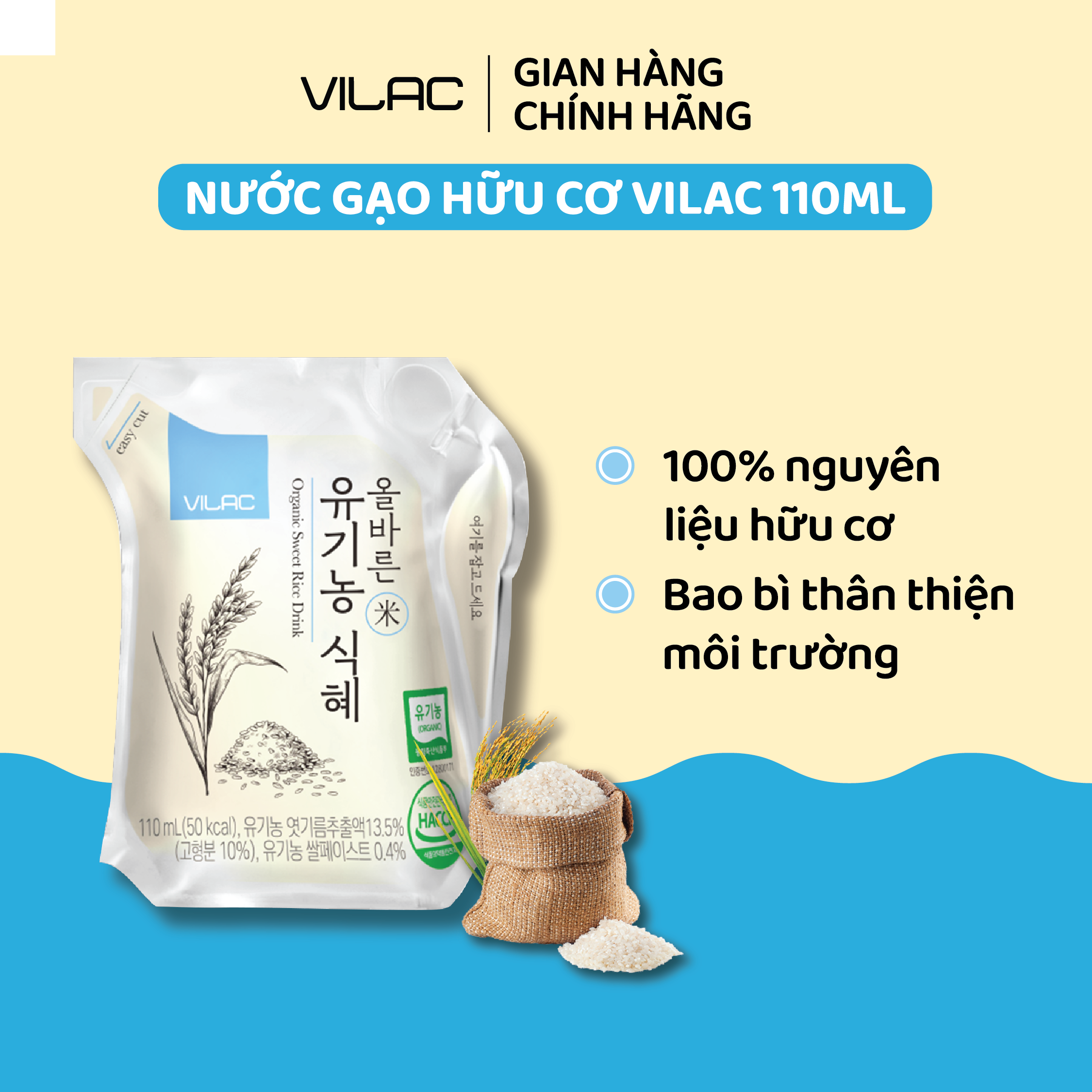 Nước gạo hữu cơ vilac 110ml