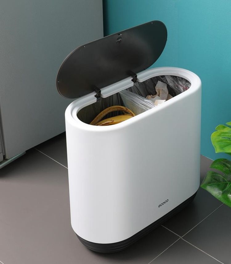 Thùng rác nhấn nút - thùng đựng rác - thùng rác thông minh ecoco nắp đóng mở một chạm tiện ích, chất liệu nhựa cao cấp chống nước, chịu nhiệt tốt, dung tích 10 lít - hàng cao cấp