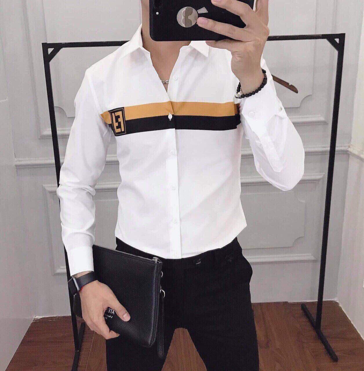 Áo sơ mi nam cao cấp phối viền chạy ngang ngực mang đậm cá tính Men G8898