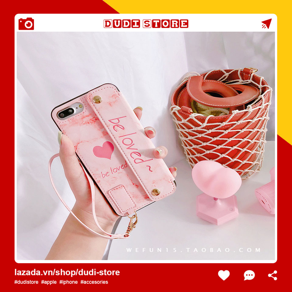 ỐP BELOVED KÈM MÓC VÍ ĐỰNG THẺ TIỀN KIÊM CHÂN CHỐNG IPHONE 6 6s 6plus 6splus 7plus 8plus X