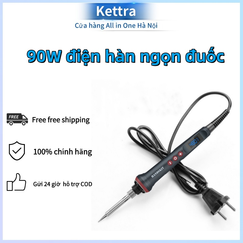 Handskit Bộ mỏ hàn điện kỹ thuật số 90W Mỏ hàn điều khiển nhiệt với lõi 4 dây và 5 đầu dụng cụ hàn