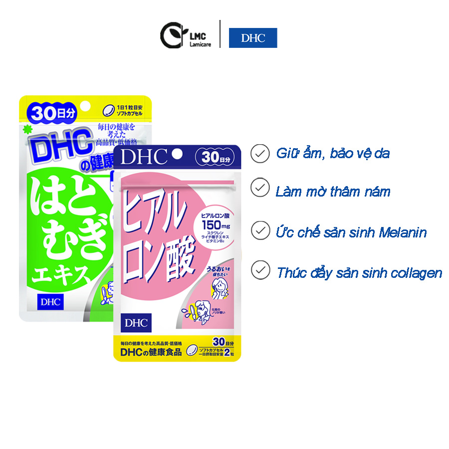 Combo cấp nước làm trắng da, chống oxy hóa củng cố sức khỏe DHC Hyaluronic Acid và Adlday Extract 30 ngày